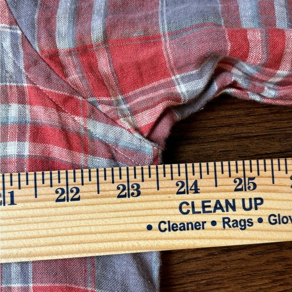 UNTUCKit Mens 100% Linen Shirt  Large Slim Fit Red Plaid Epaulets XL - Picture 4 of 4